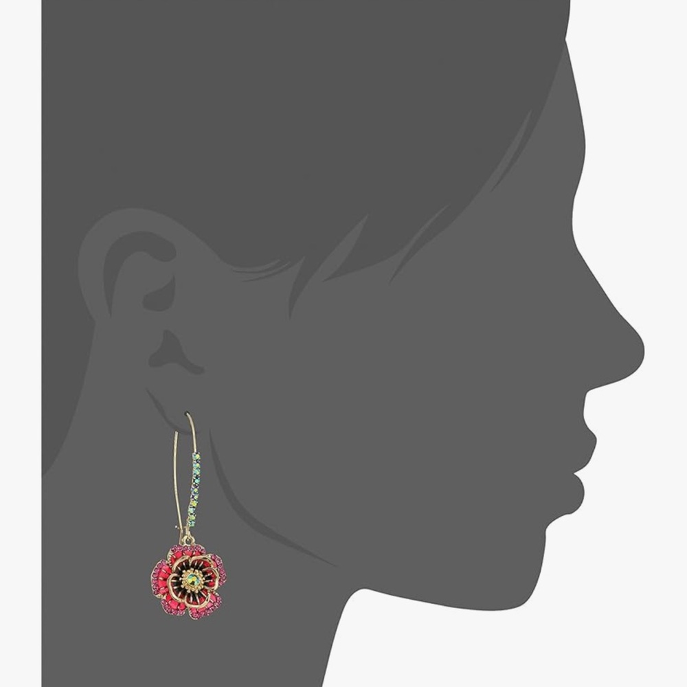 Betsey Johnson Floral Drop Earrings/NWT - Picture 5 of 7